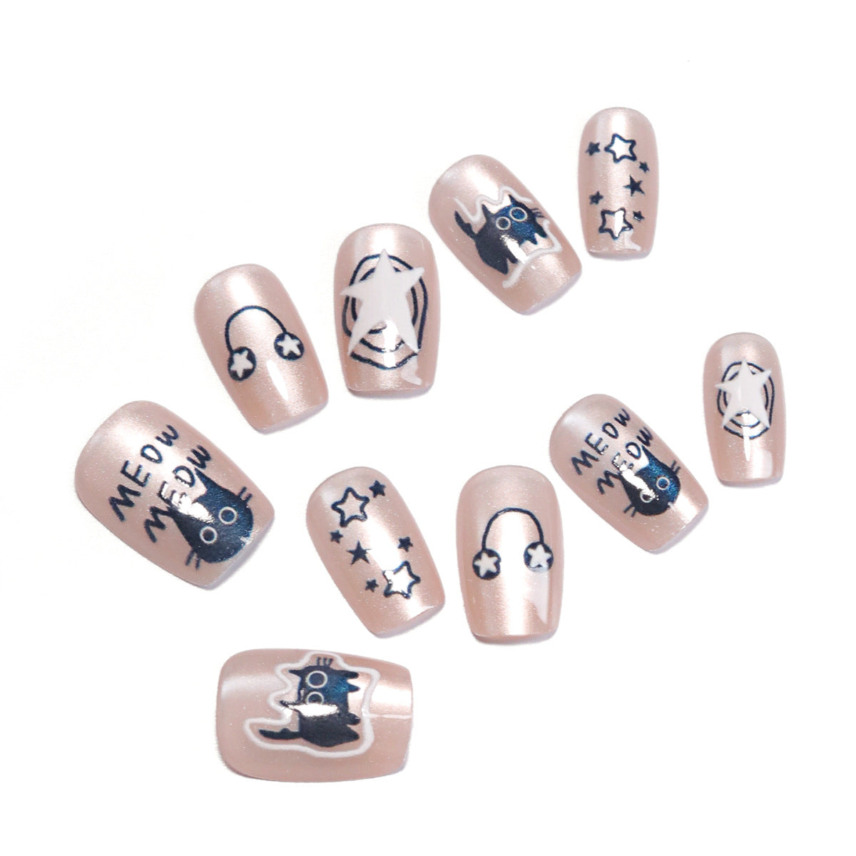 Sweet Nude Cat Eye Wear Armor Cute Cat Nail Sticker