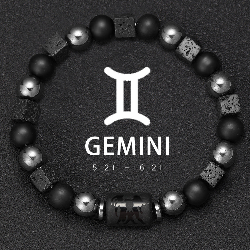 Twelve Zodiac Bracelet Couples Volcanic Stone Handmade Beaded Bracelet Accessory