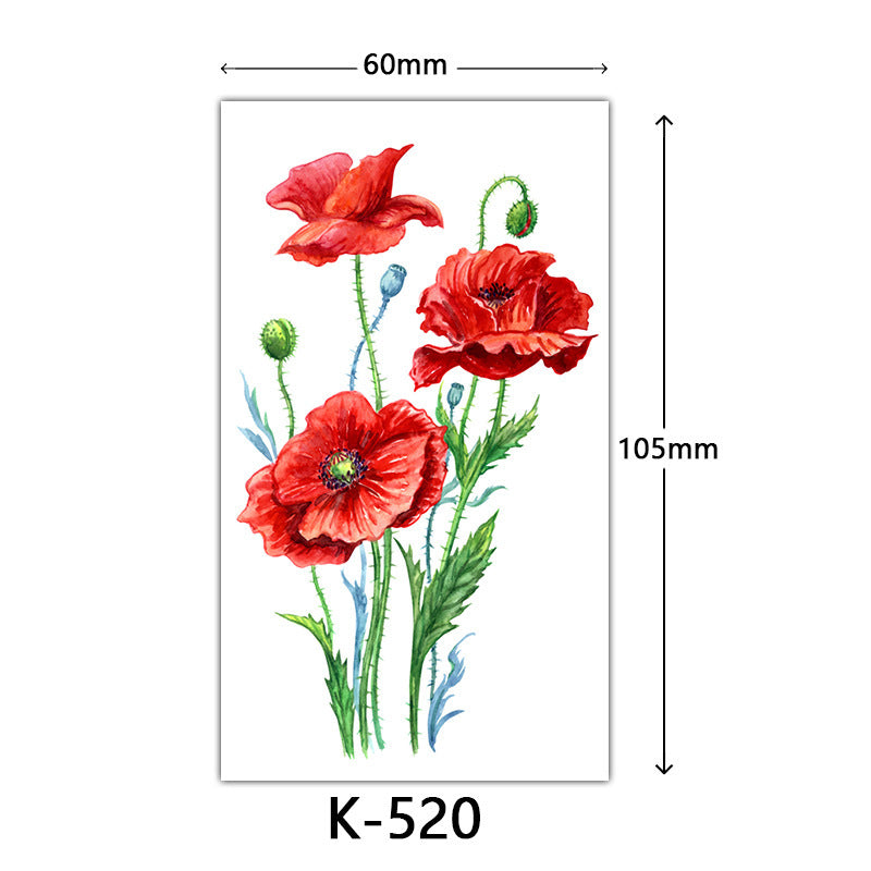 English Letter Flower Butterfly Sketch Line Waterproof Tattoo Sticker