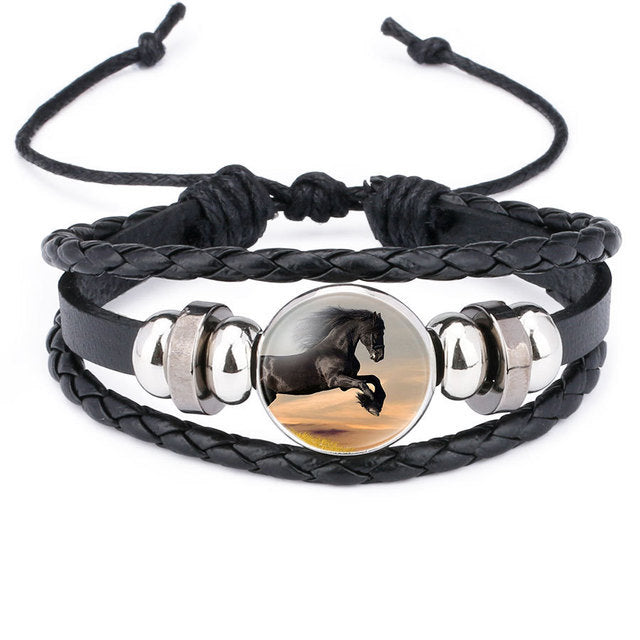 New Style Multi-Color Leather Cartoon Horse Pattern Handmade