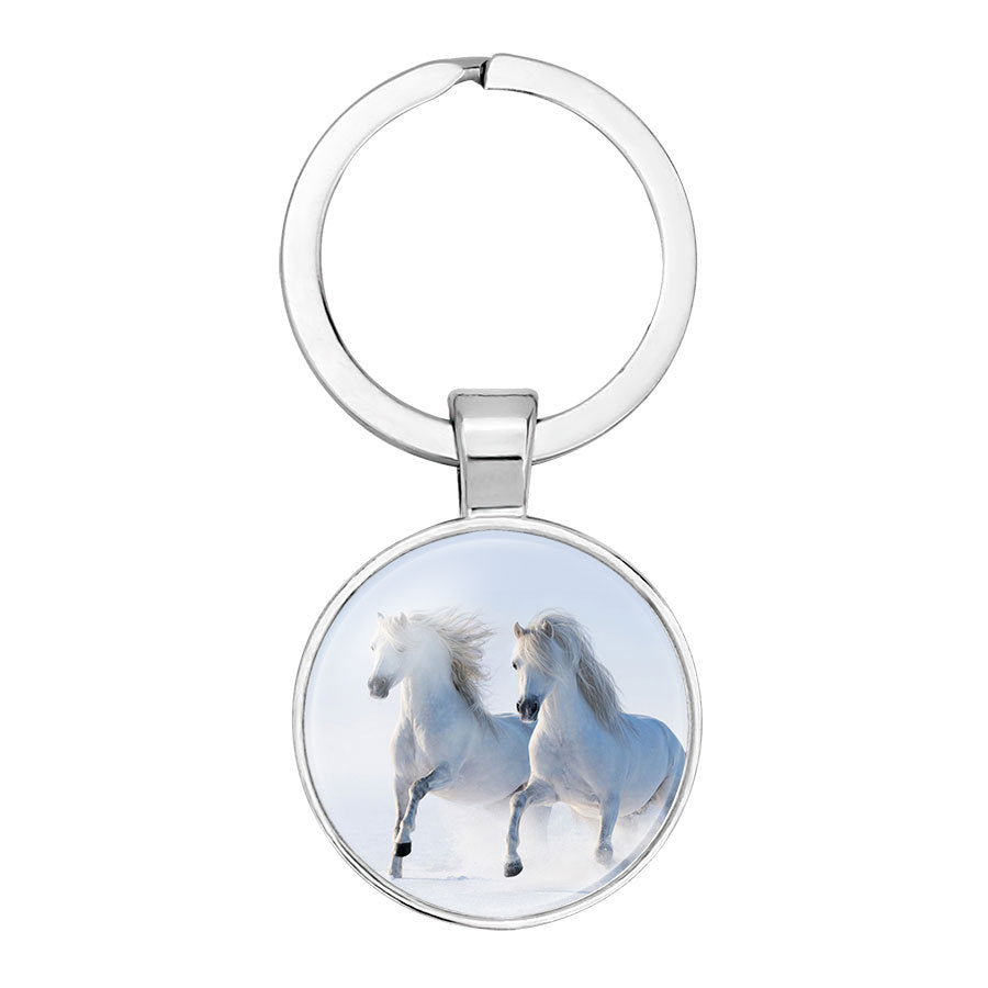 Hot Selling Horse Time Gem Glass Keychain