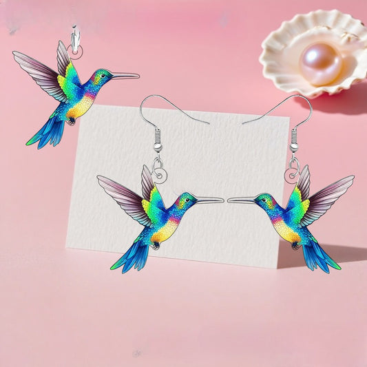 Colorful Hummingbird Series Necklace Earring Jewelry Set