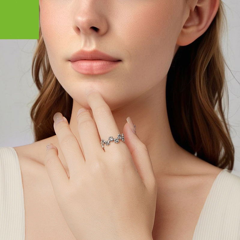 Vintage Pet Cat Paw Print Open S925 Sterling Silver Ring