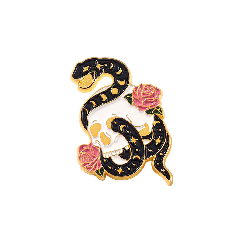 Cartoon Cute Snake-shaped Surround Alloy Brooch Men And Women Couples Dripping Oil Badge Accessories