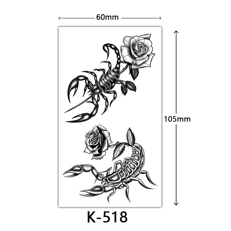 English Letter Flower Butterfly Sketch Line Waterproof Tattoo Sticker