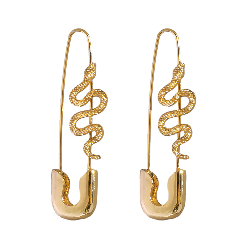 Pin-Style Earrings Golden Animal Female