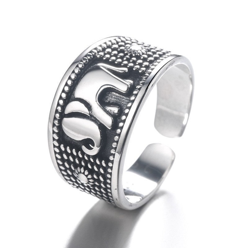 Elephant Ring Vintage Totem Distressed Animal Ring
