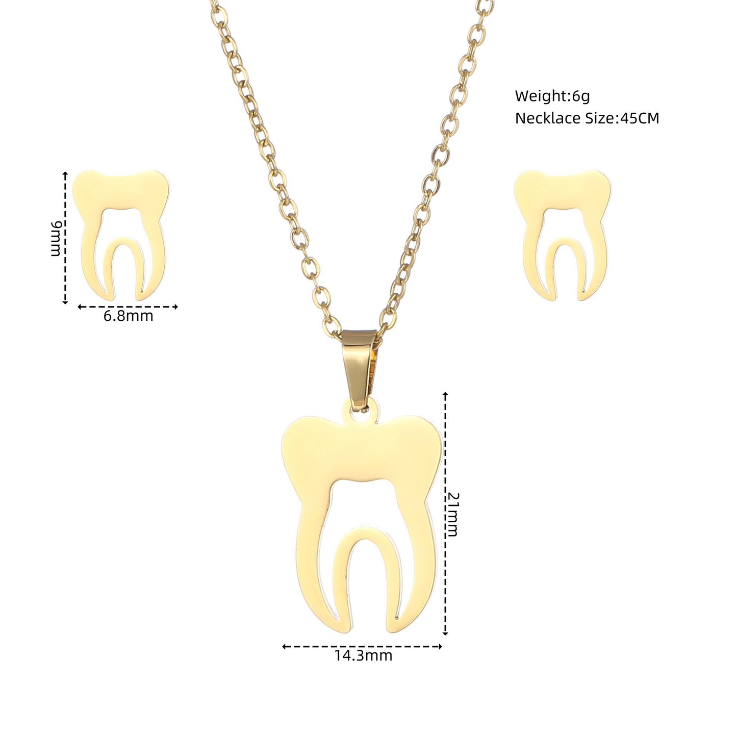 European And American New Dragonfly Pendant Stainless Steel Necklace And Earring Suit