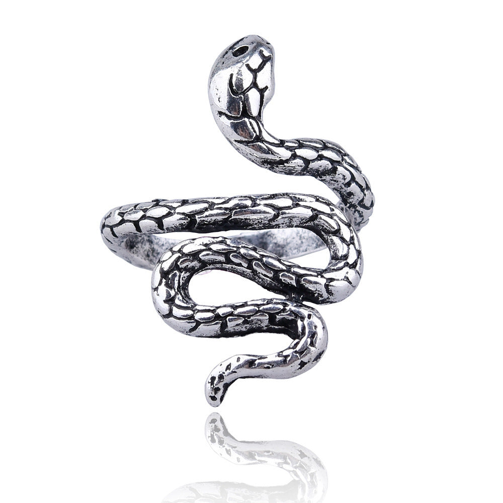 Animal Spirit Snake European And American Retro Punk Exaggerated And Personalized Men And Women Winding Snake Animal Opening Ring