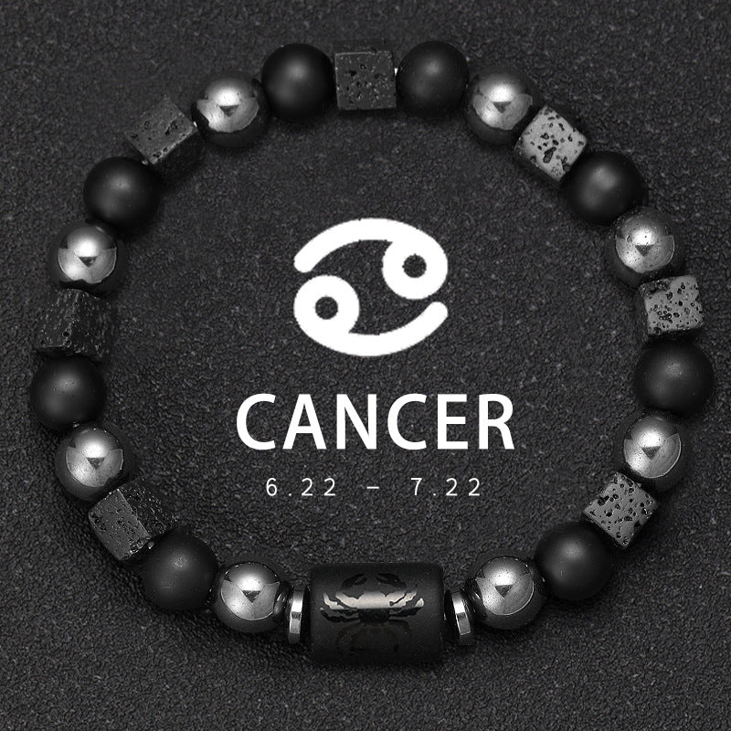 Twelve Zodiac Bracelet Couples Volcanic Stone Handmade Beaded Bracelet Accessory