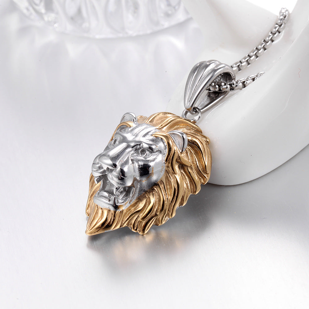 Titanium Steel Jewelry Fashion Hollow Lion Head Stainless Steel Pendant