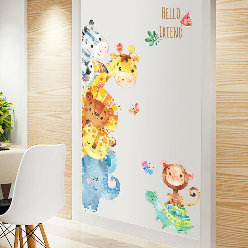 Watercolor Small Animal Cartoon Wall Sticker Bedroom Living Room Removable