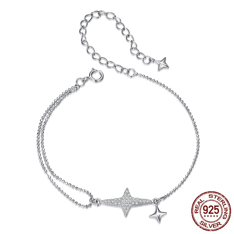 S925 Sterling Silver White Gold Plated Star Bracelet