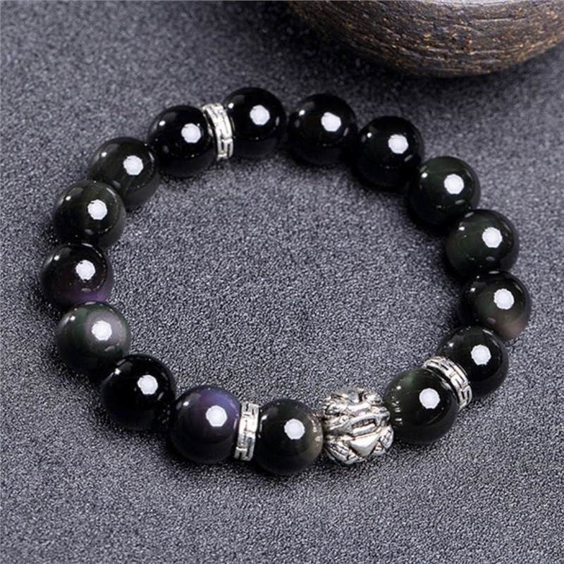 Silver 999 Natural Obsidian To Cloud Year Of Bracelet