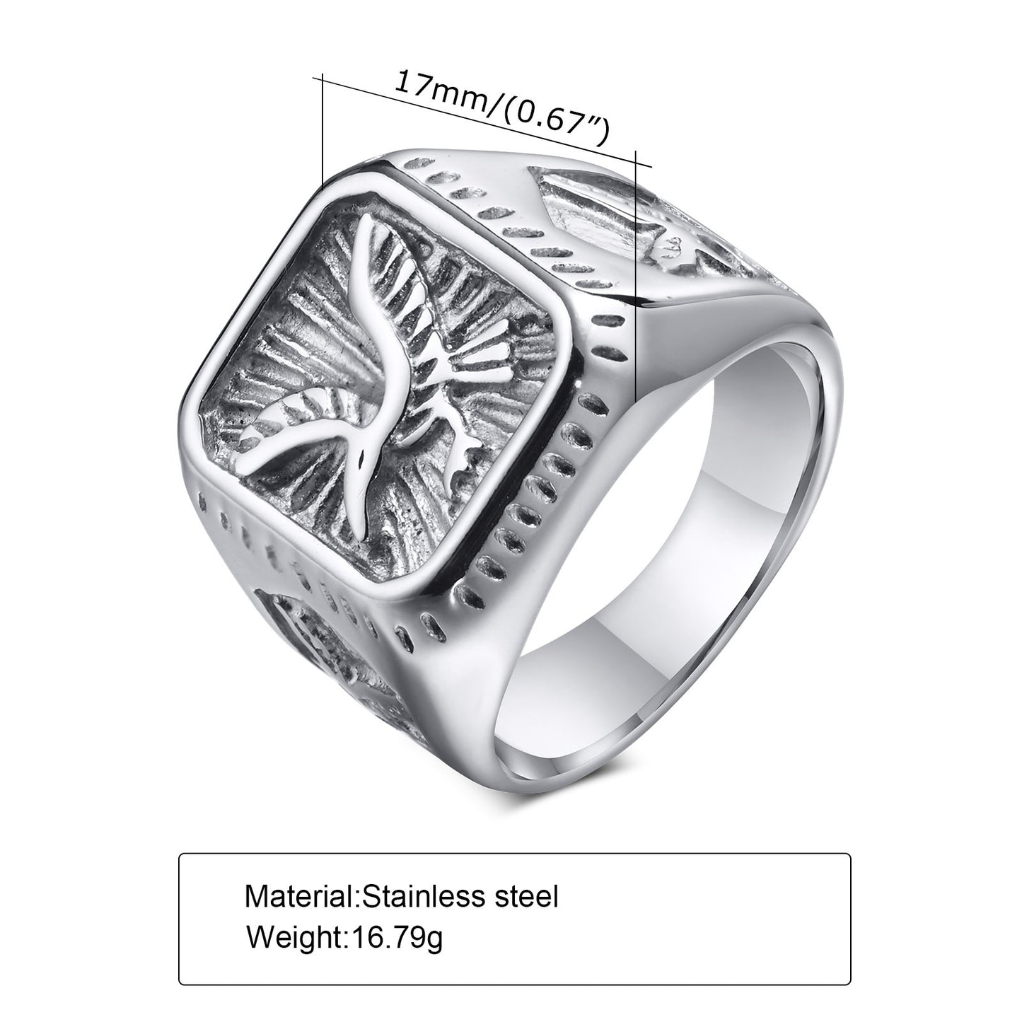 Stainless Steel Eagle Ring Gold Men's Ring