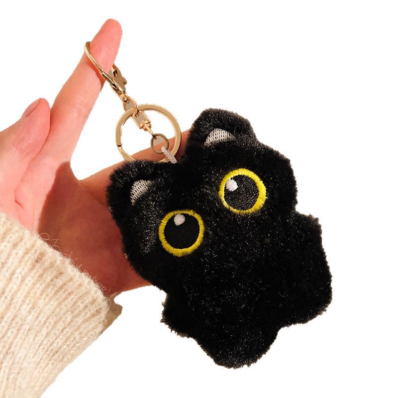 Black Cat Schoolbag Pendant Plush Doll Keychain