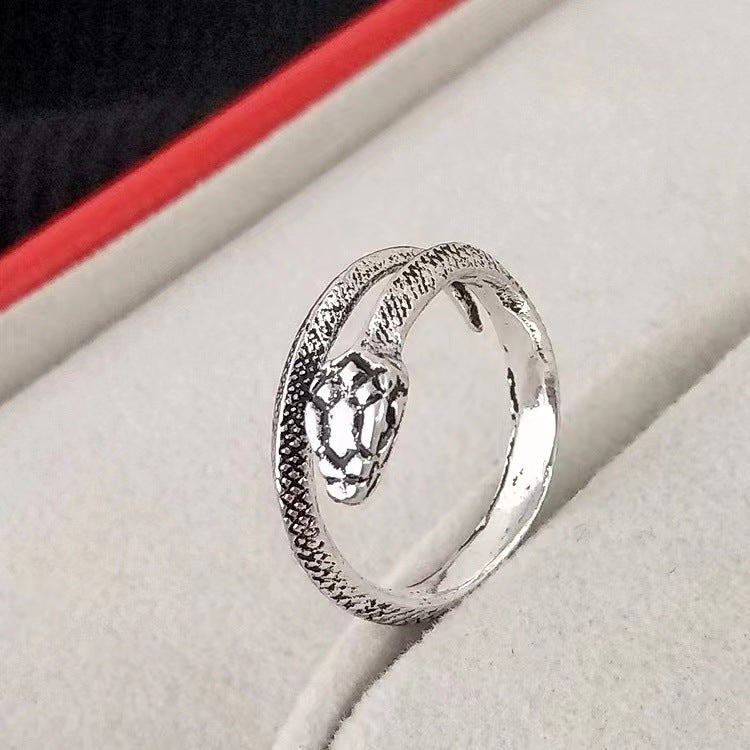Animal Spirit Snake European And American Retro Punk Exaggerated And Personalized Men And Women Winding Snake Animal Opening Ring