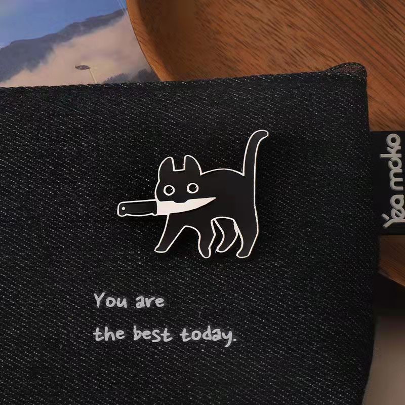 Alloy Kitty Brooch Men's Cute Japanese Style Women's Trendy Cool Personality Ins Couple Badge