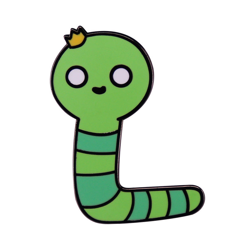 Cute Cartoon Green Worm Brooch Adventure