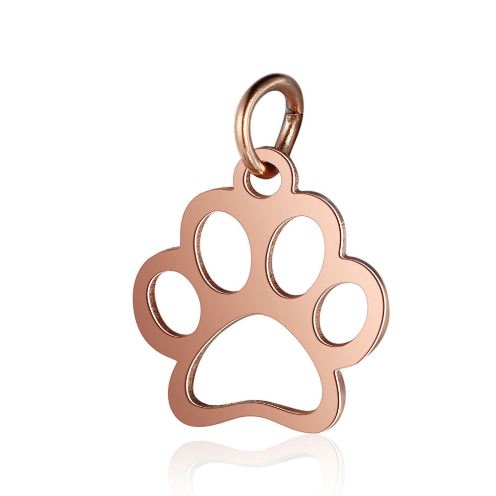 Titanium Steel Polished Laser Cut Animal Dog Paw Jewelry Diy Pendant