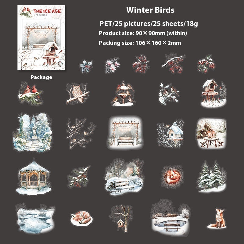 Beautiful Day Winter Animal Landscaping PET Sticker Bag