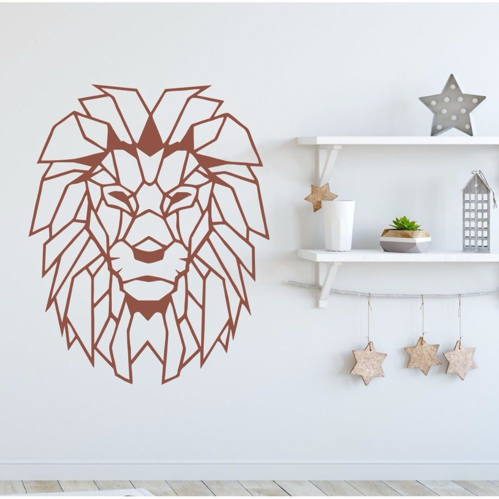 Geometric Design Animal Lion Head Wall Sticker For Home Decoration