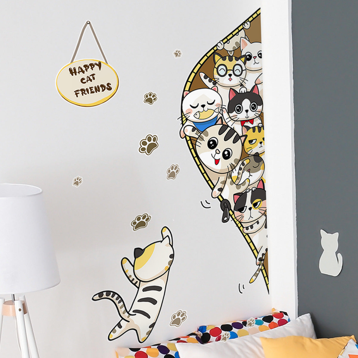 Cartoon Animal Naughty Kitten Decorative Wall Sticker