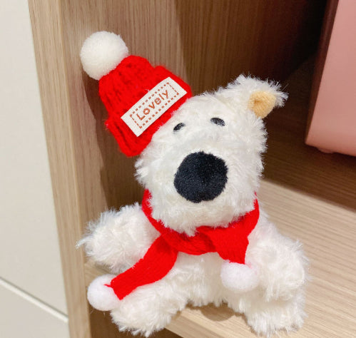 Cute West Highland Plush Pendant Cartoon Puppy Fur Doll Keychain