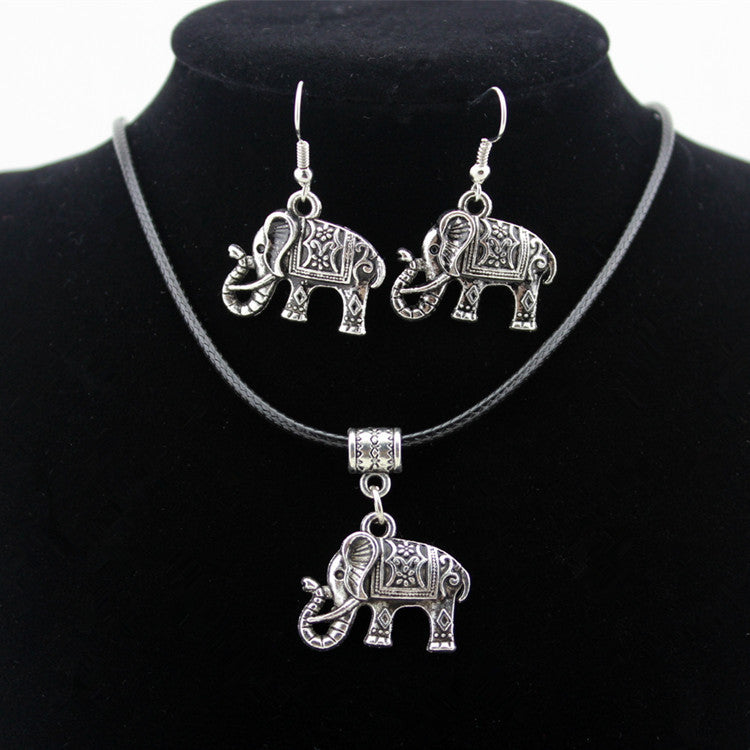 Alloy Elephant Necklace Earrings Jewelry Suit Lot