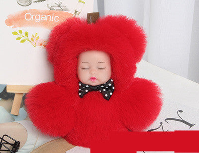 Rex Rabbit Fur Plush Sleep Doll Keychain