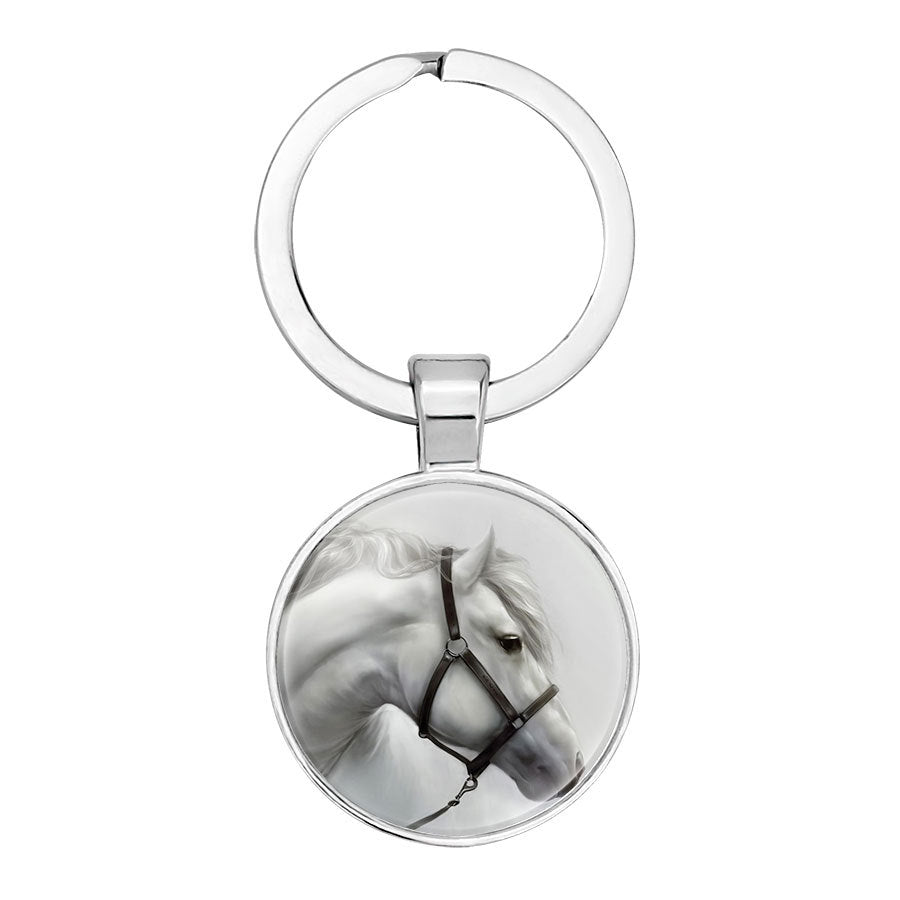 Hot Selling Horse Time Gem Glass Keychain