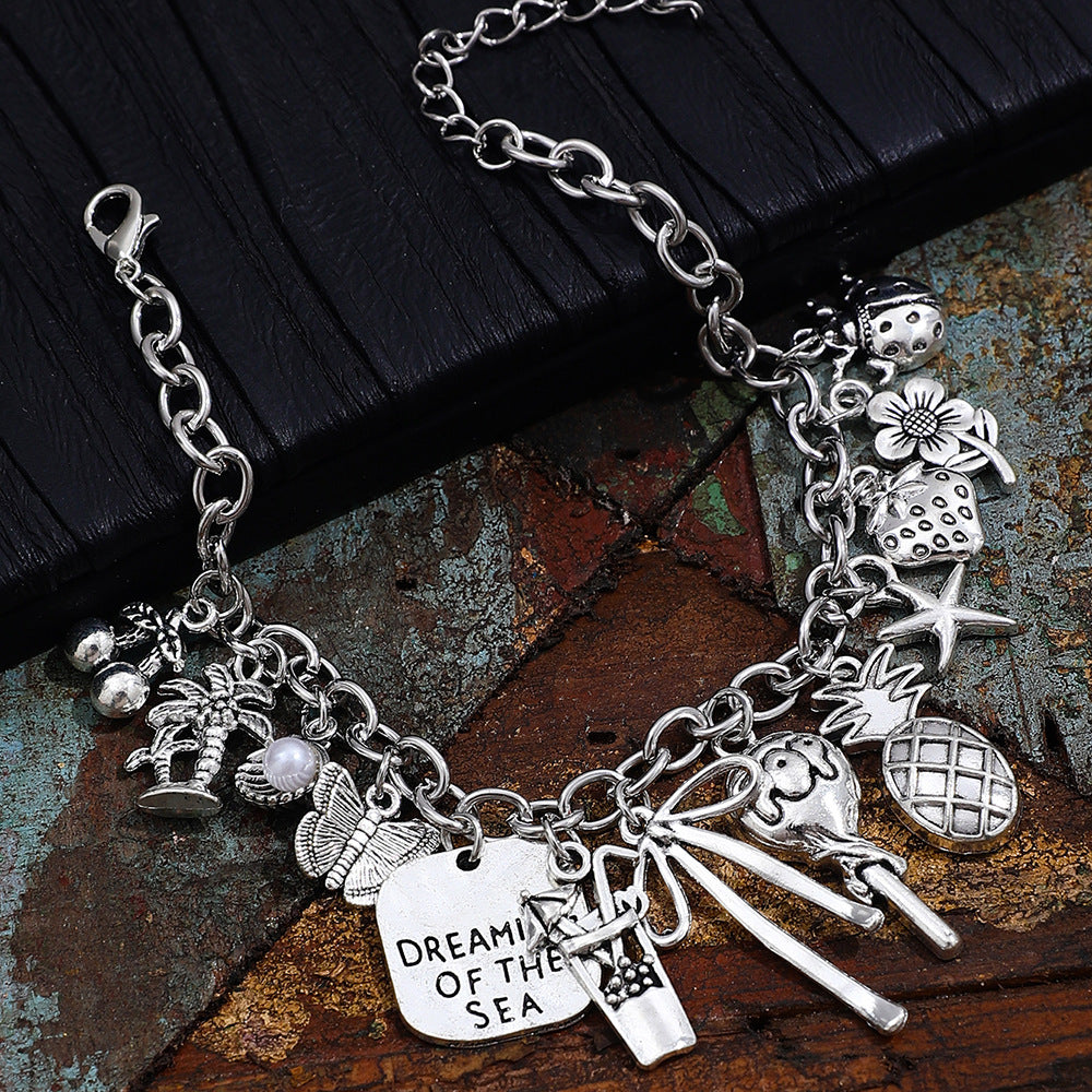 Punk Style Multi-element Bracelet With Personalized Airplane Letters