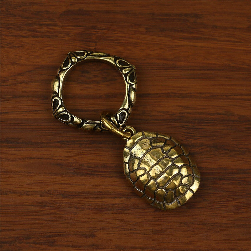Hand-woven Copper Tortoise Shell Car Keychain