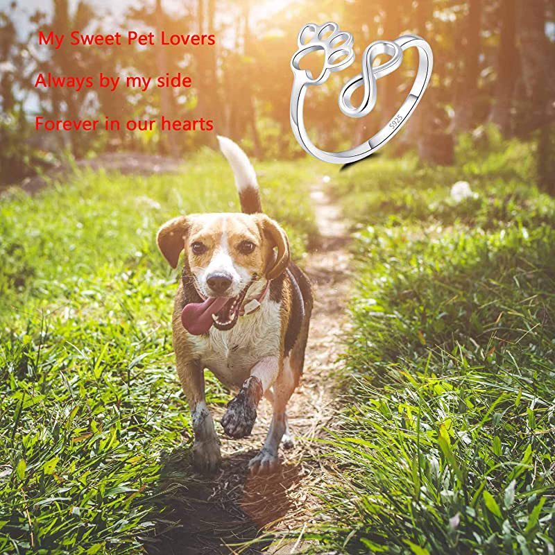 S925 Silver Pet Cat's Paw 8-word Ring