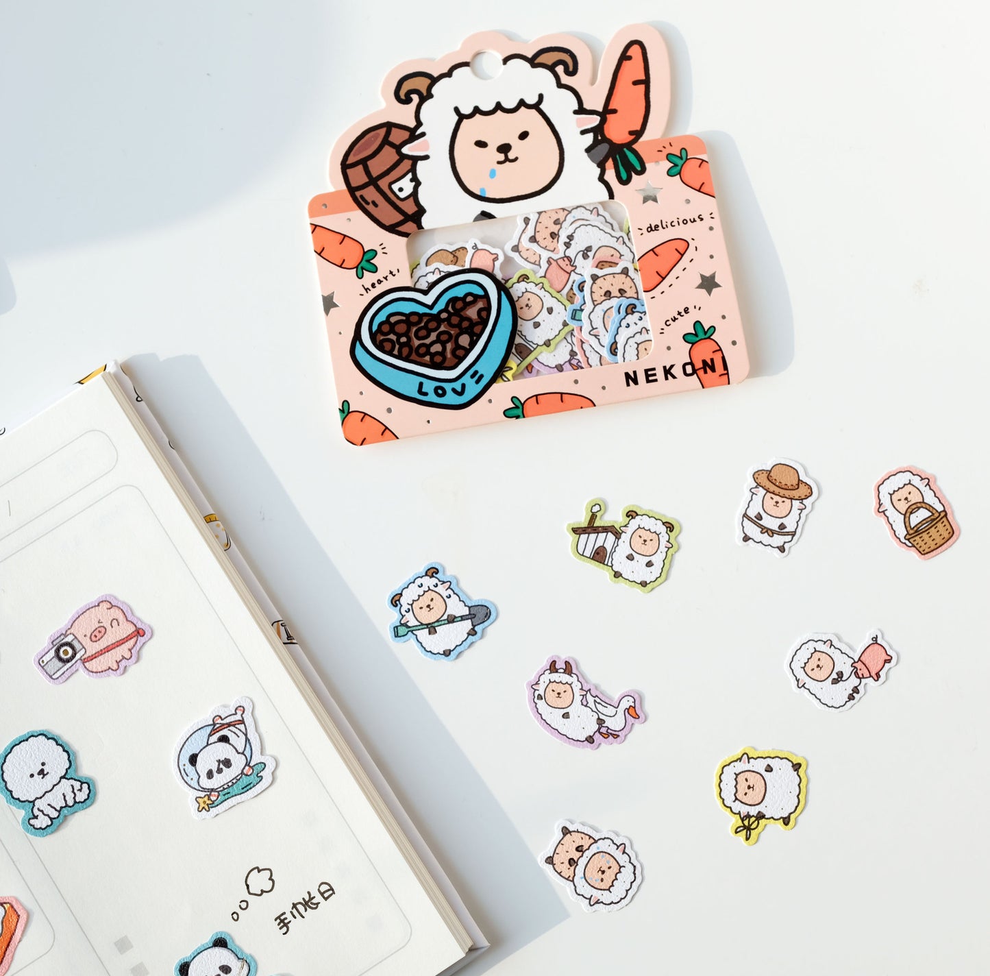 Cute Animal Creative Particle Bag Hand Account Decoration Sticker