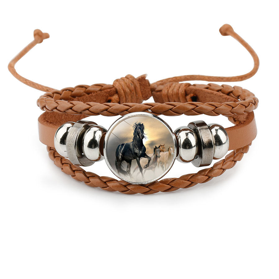 New Style Multi-Color Leather Cartoon Horse Pattern Handmade