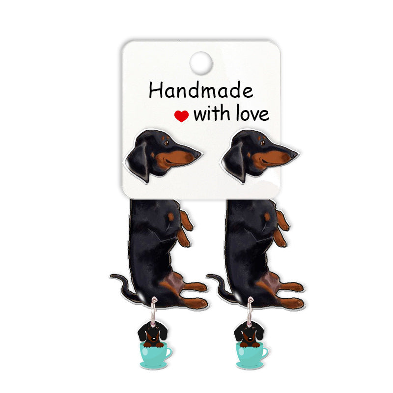 Cute Animal Dachshund Stud Earrings Cartoon Puppy
