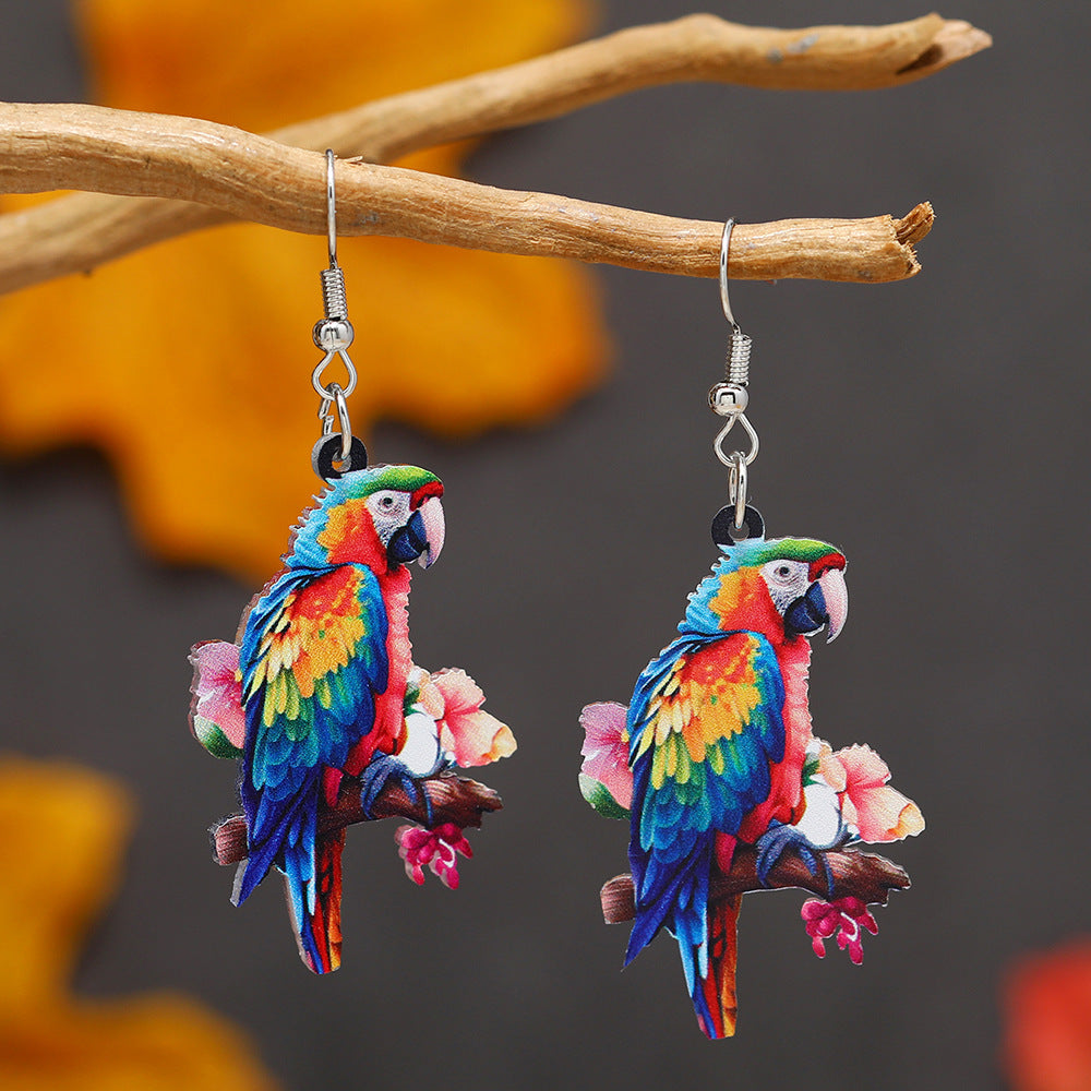 Colorful Fox Cat Horse Parrot Bird Acrylic Earrings For Carnival