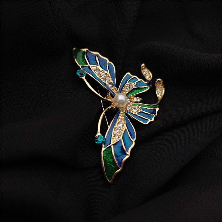 Retro Court Mid-ancient Style Western Enamel Butterfly Brooch