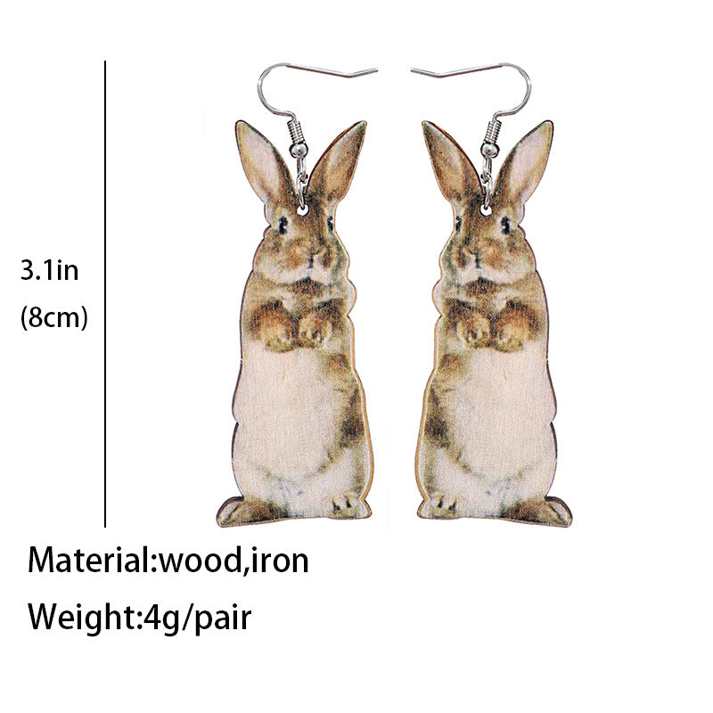 Retro Creative Animal Western Style Wooden Earrings