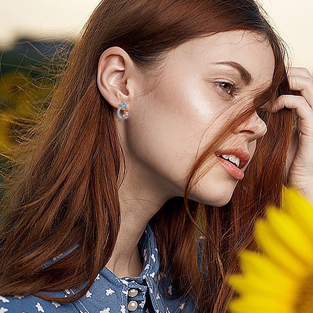 Cute Cat Ear Studs On The Moon