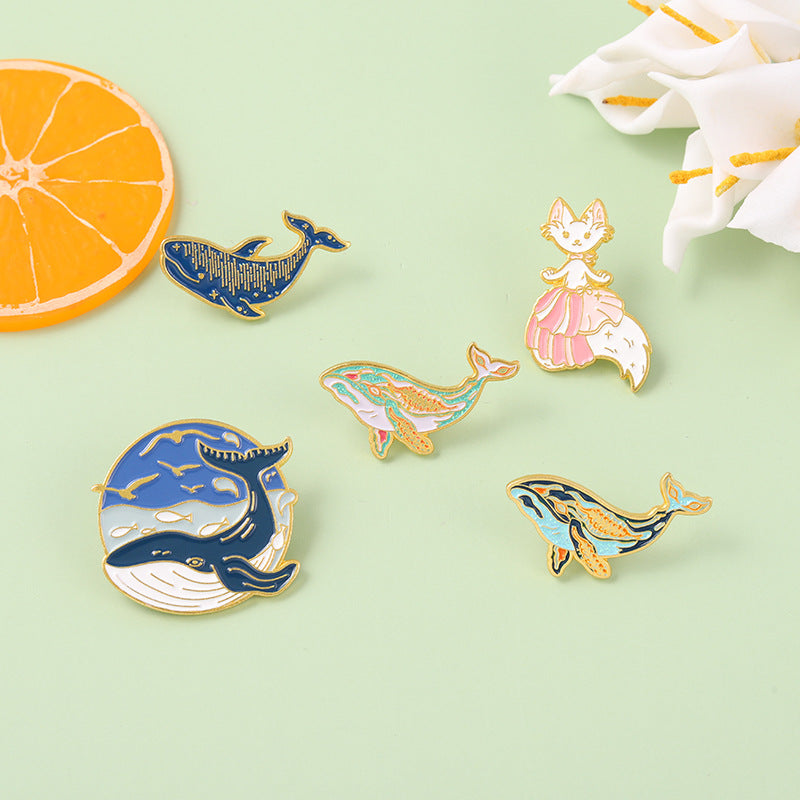 Creative Cartoon Animal Cute Whale Alloy Badge