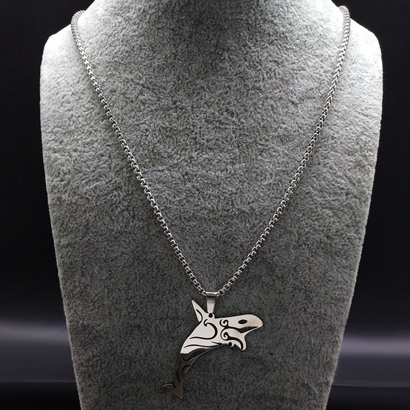 Stainless Steel Shark Charm Necklace Jewelry