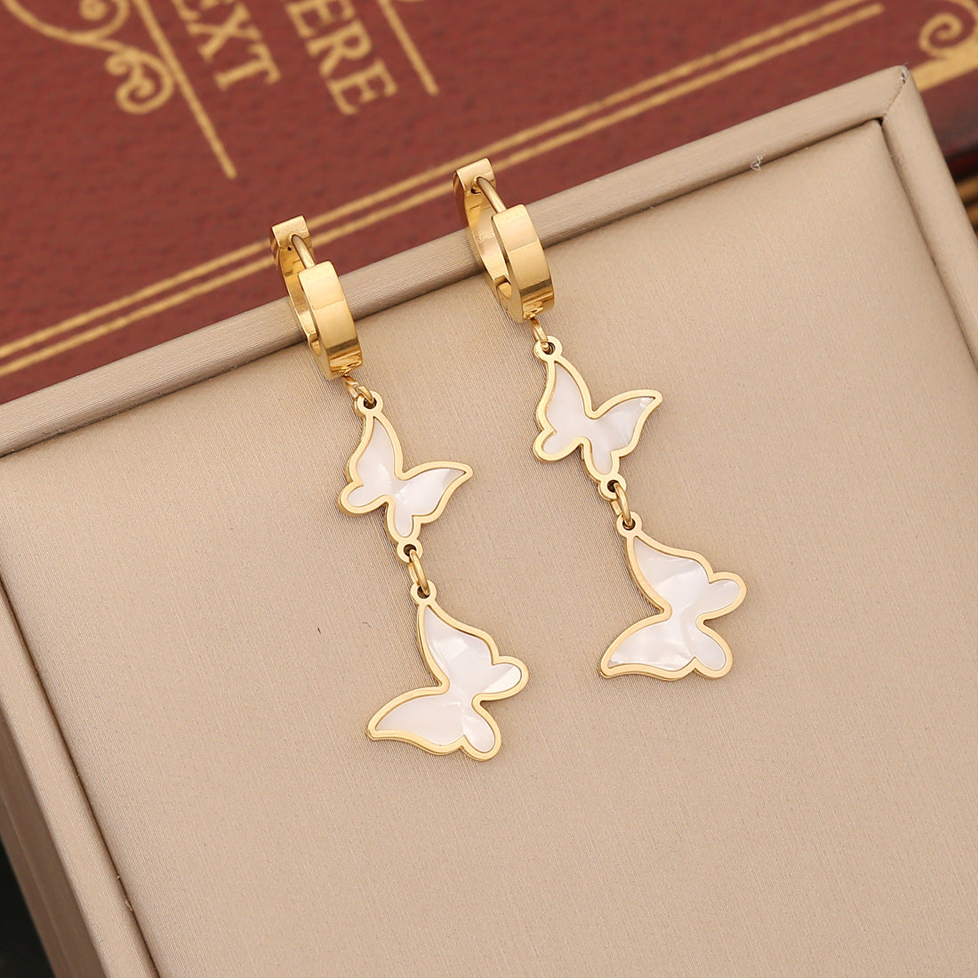 Colorized Butterfly Necklace Fashion Stainless Steel Jewelry Set