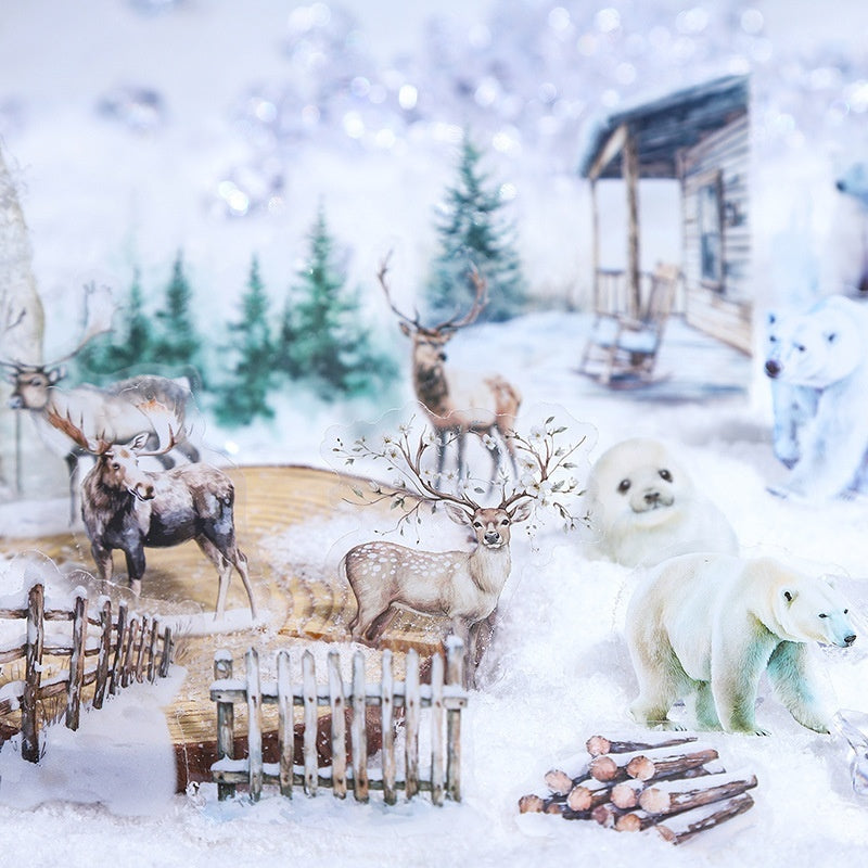 Beautiful Day Winter Animal Landscaping PET Sticker Bag
