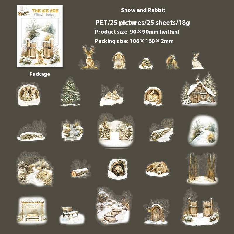 Beautiful Day Winter Animal Landscaping PET Sticker Bag
