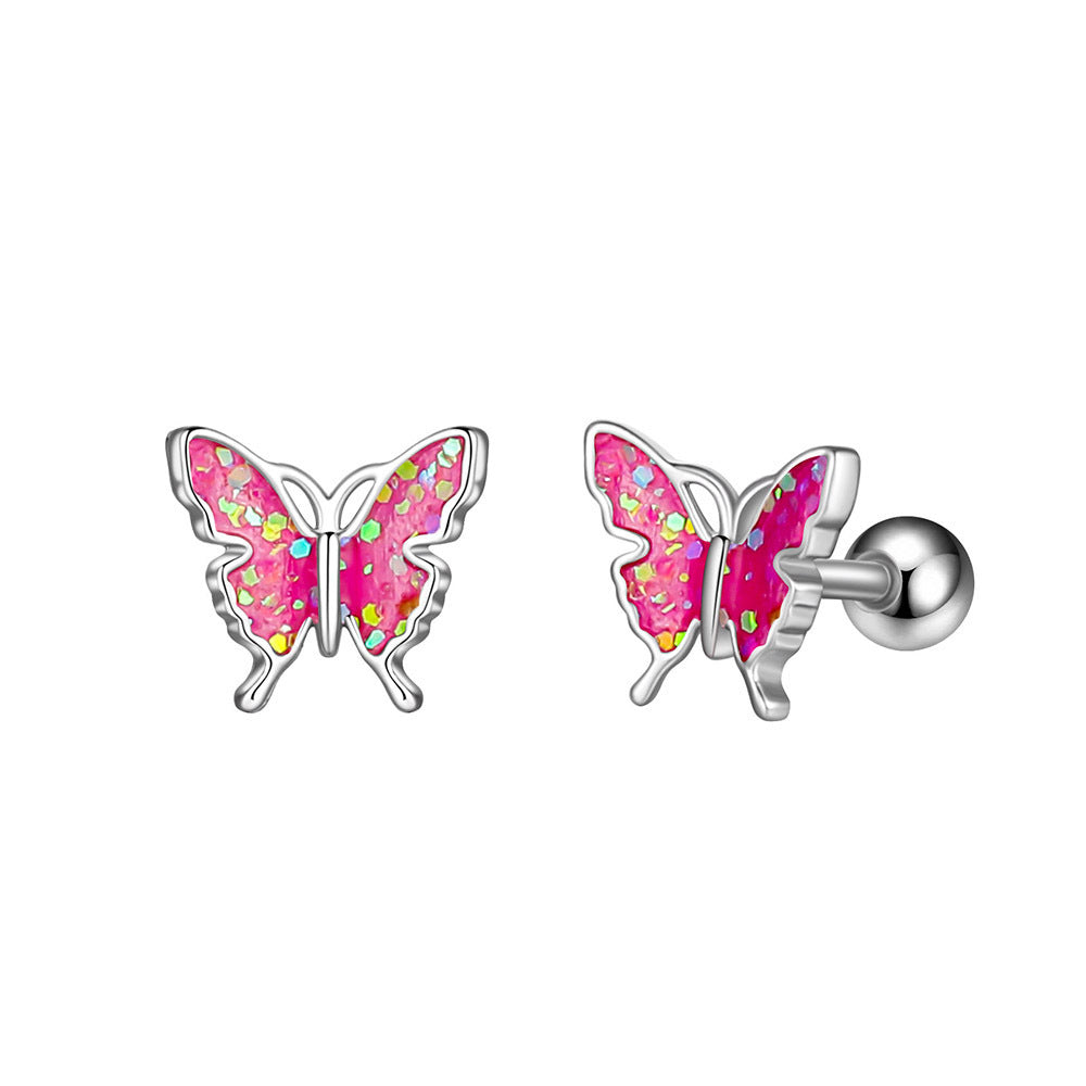 Oil Dripping Butterfly Ear Bone Stud Earrings Piercing Jewelry