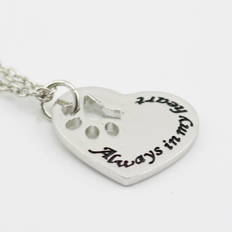 Alley In My Heart Pet Paw Print Love Necklace