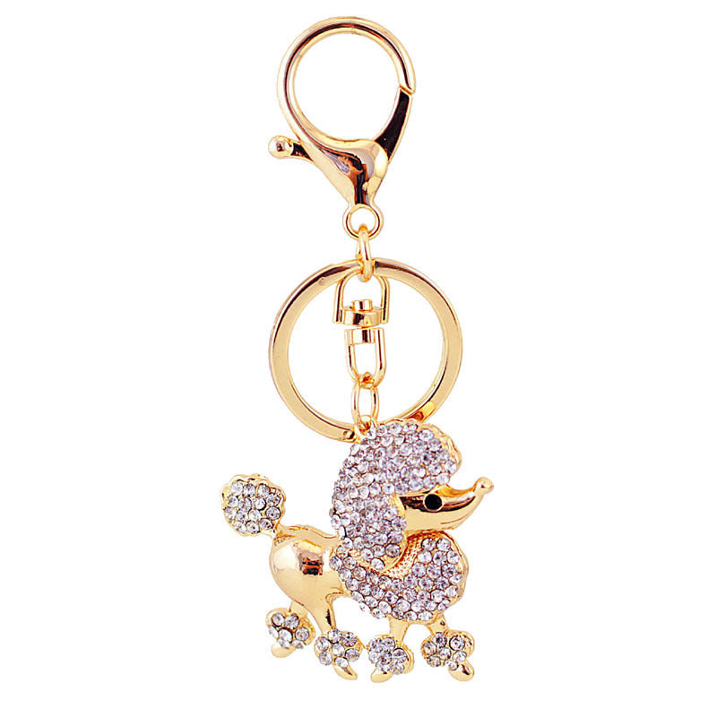 Cartoon Crystal Poodle Puppy Accessories Keychain Pendant Women's Bag Accessories