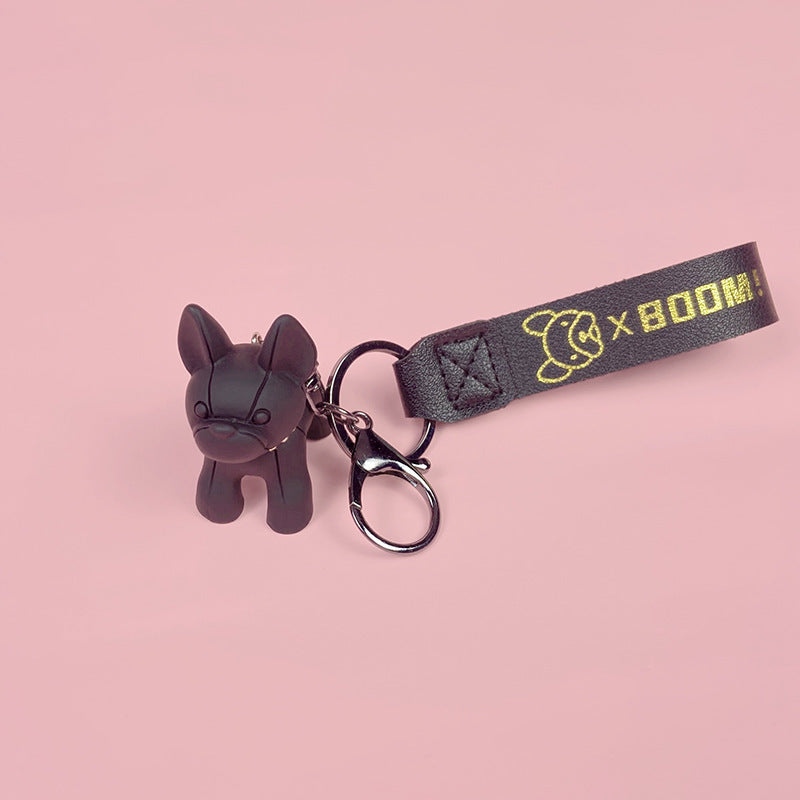 Creative Cartoon Keychain Cute Bulldog Headphone Case Couple Backpack School Bag Pendant